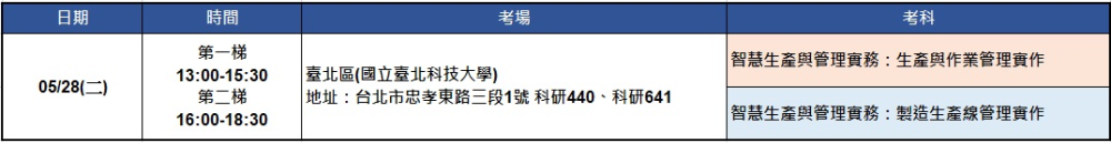 考場及考試時間公告